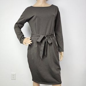 Pretty Garden NEW Dress Gray Knit Long Sleeve Belted Sz M Career Lagenloom
